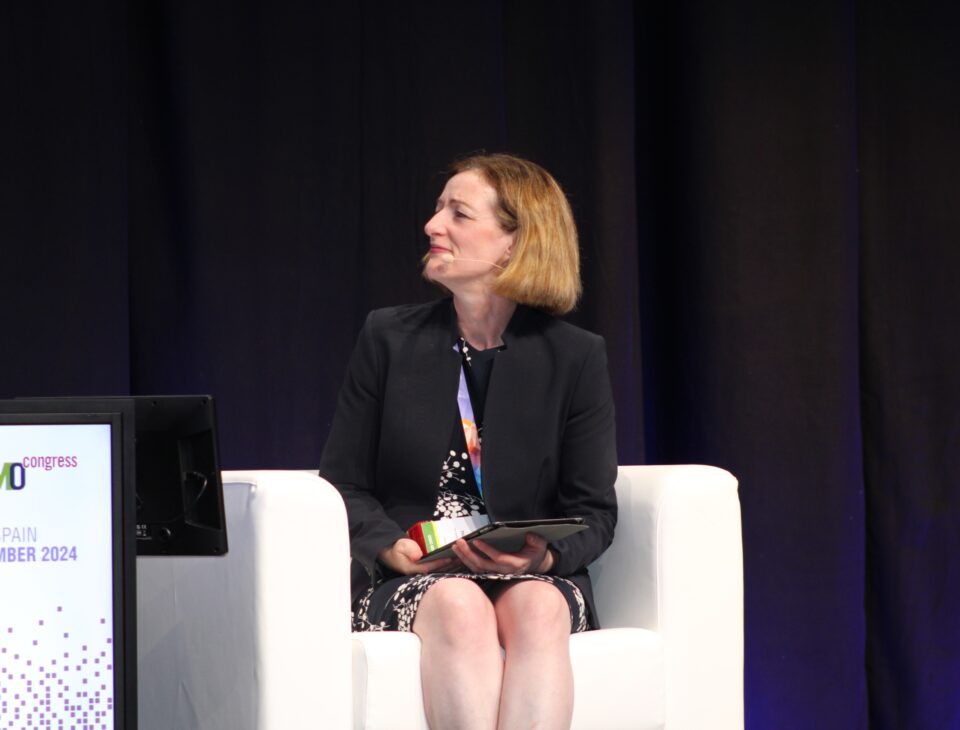 Professor Fiona Thistlethwaite chairing at ESMO 2024
