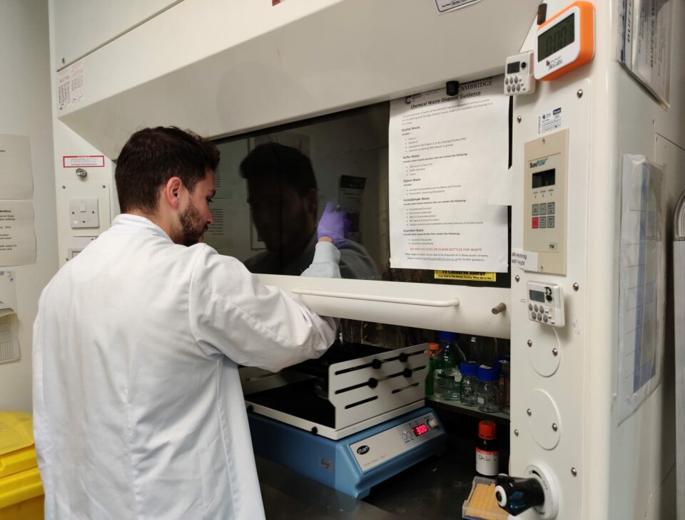 Vlasios Gourgiotis working in a laboratory