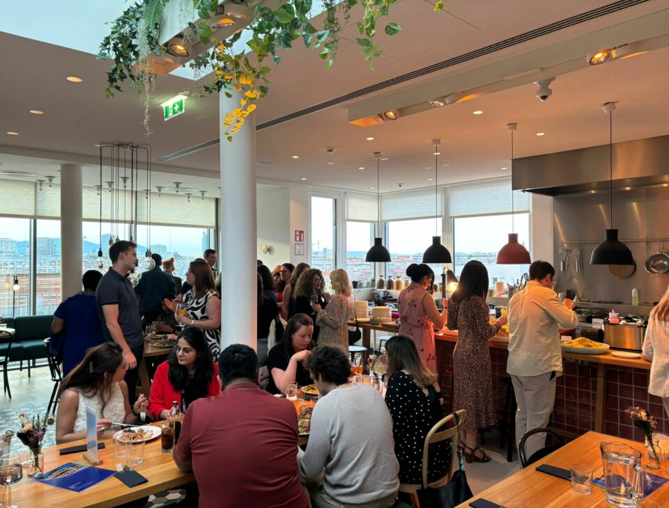 Photograph from the MCRC-Christie-Peter Mac networking event, showing the venue and people networking